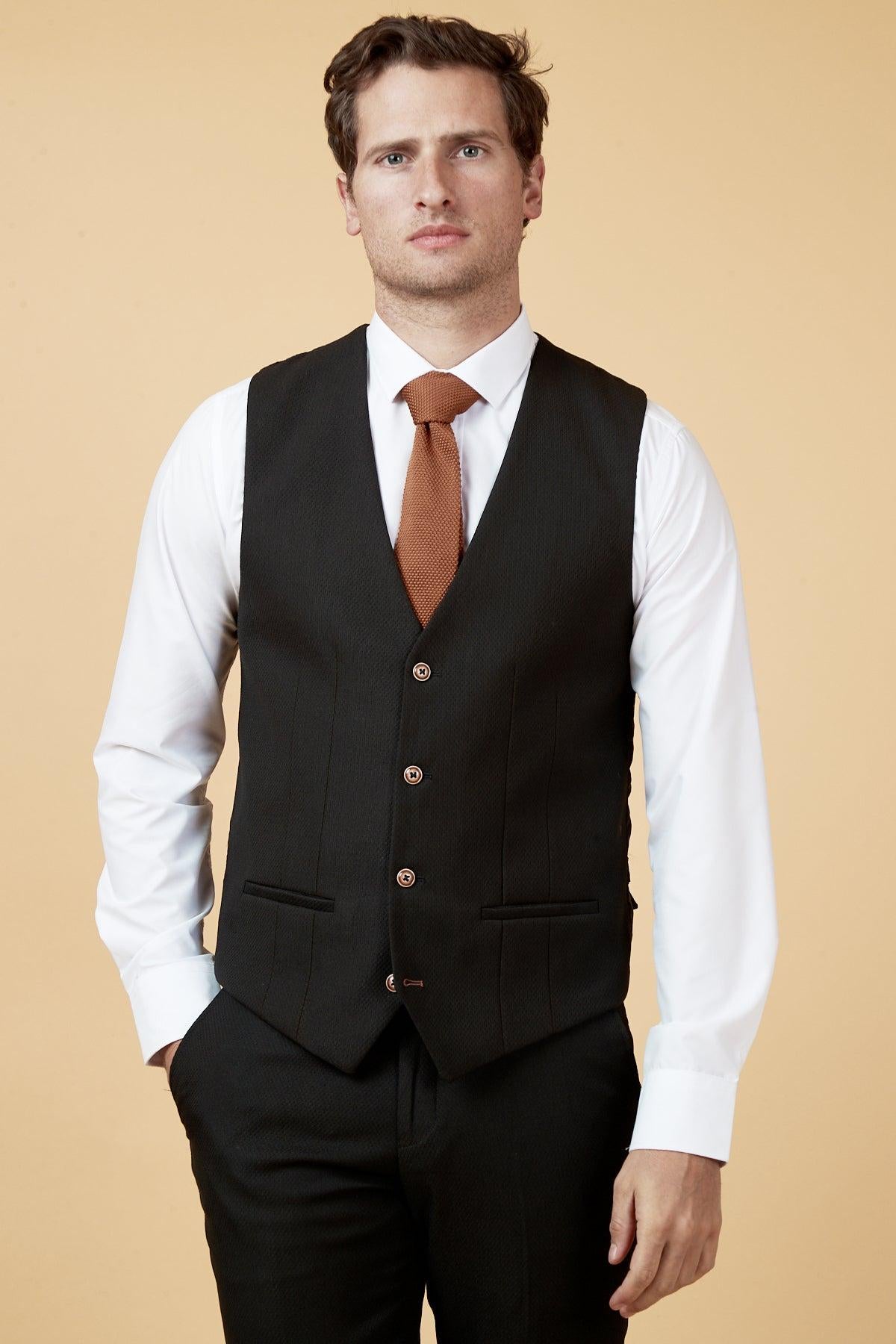 Marc Darcy Edinson Navy Check Single Breasted Waistcoat main image 0