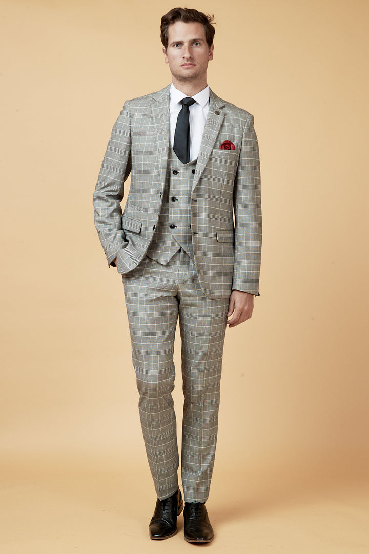 ROSS - Grey Check Three Piece Suit