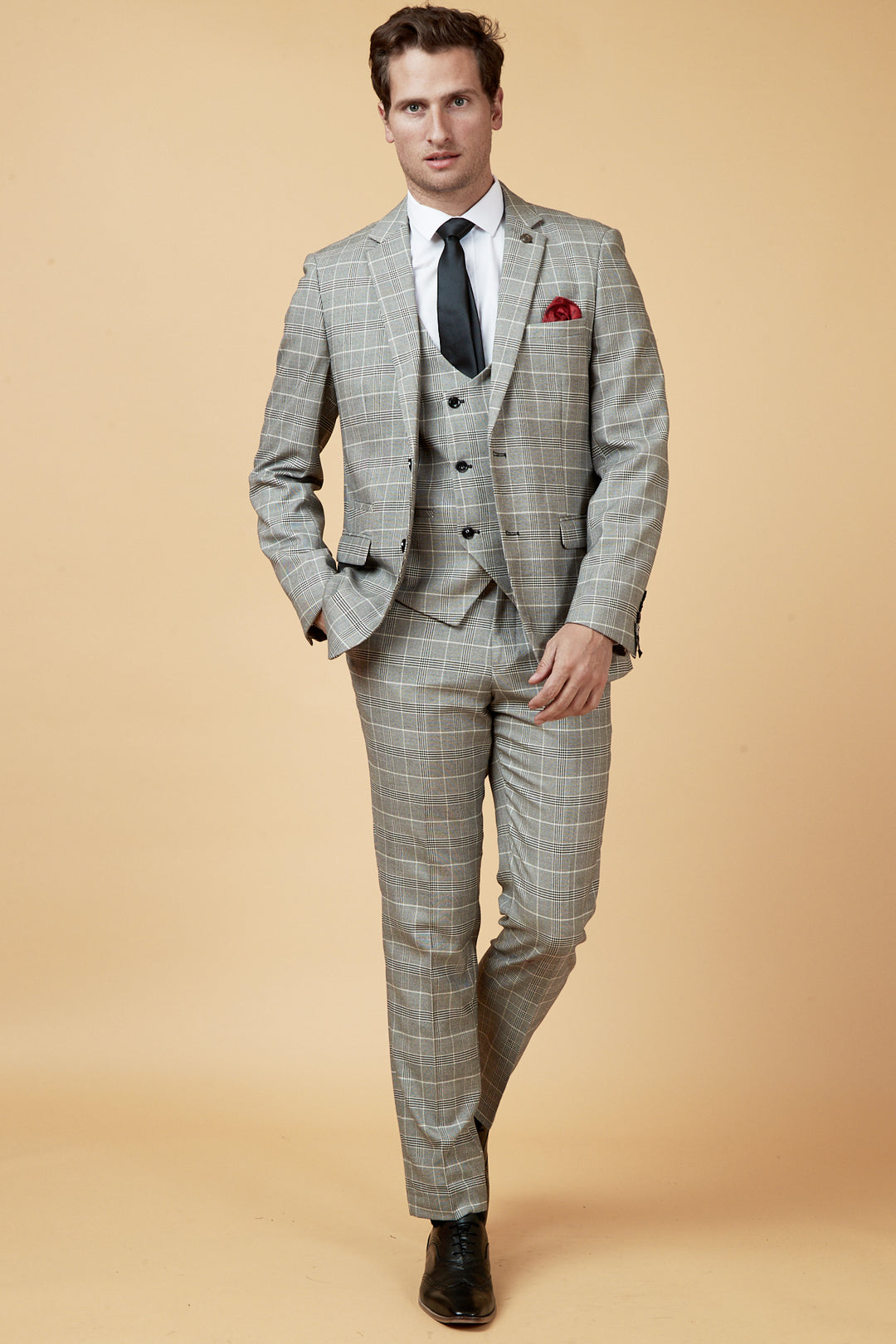 ROSS - Grey Check Three Piece Suit