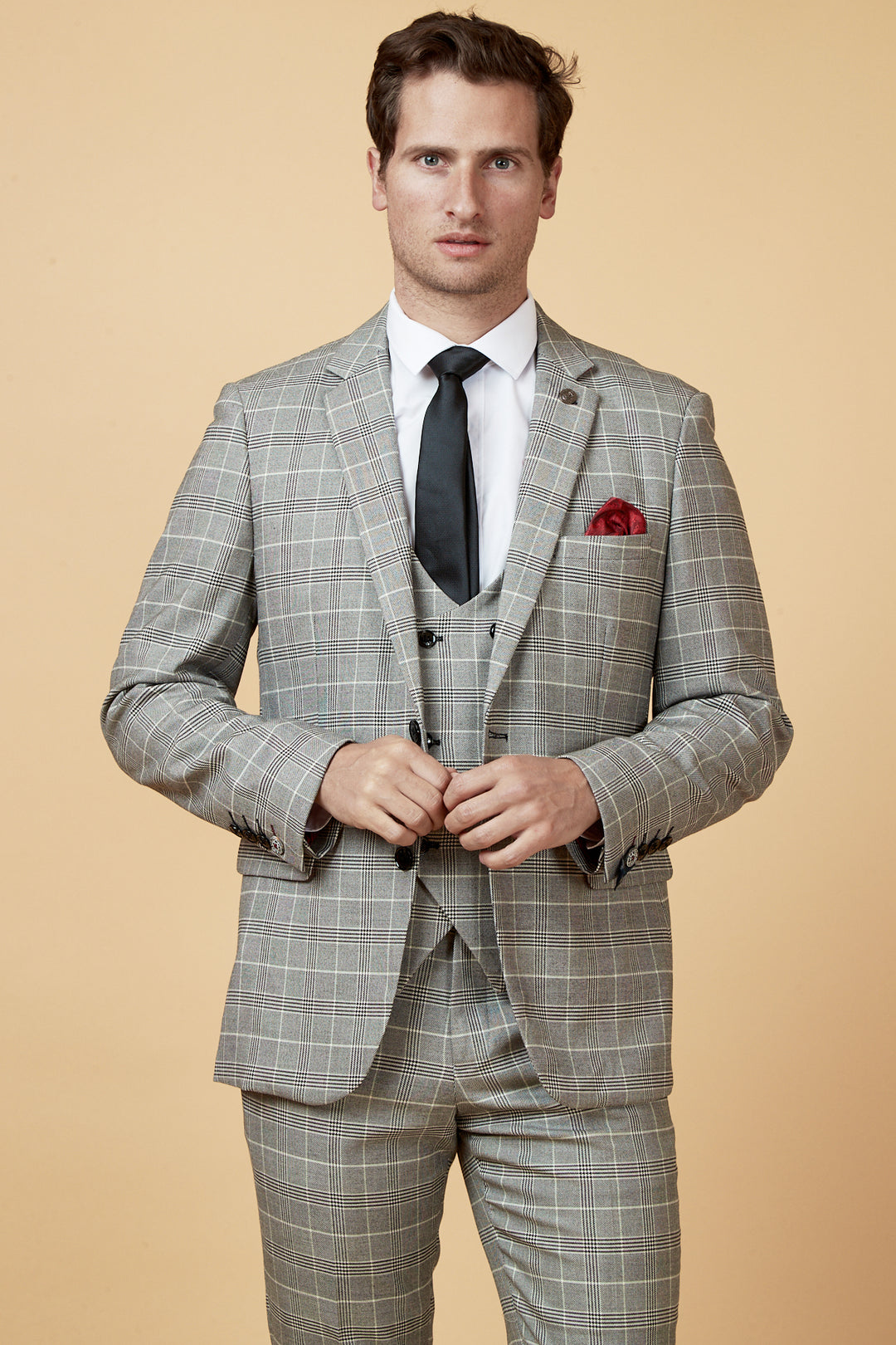 ROSS - Grey Check Three Piece Suit