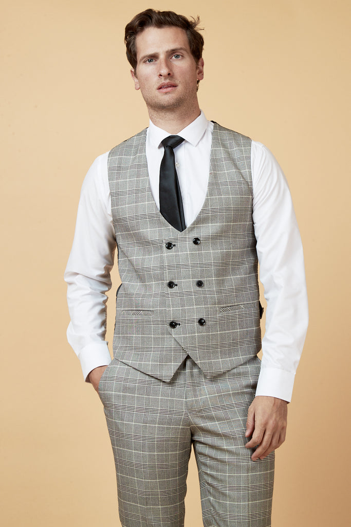 Grey double 2024 breasted waistcoat