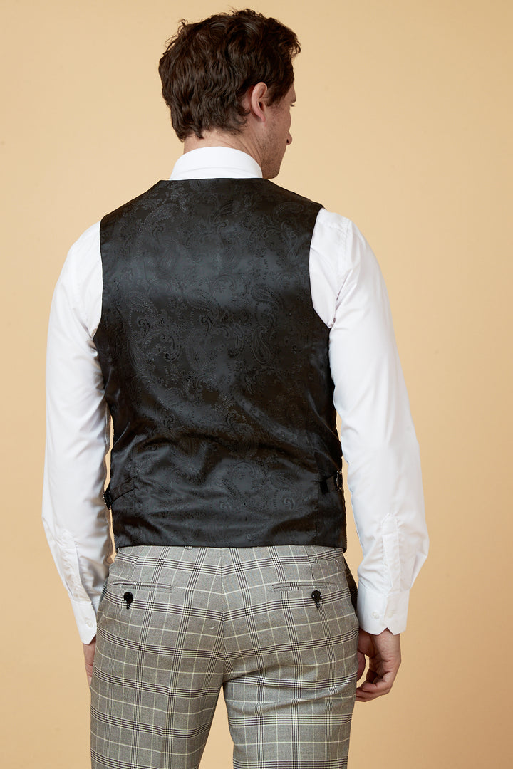 ROSS - Grey Check Double Breasted Waistcoat