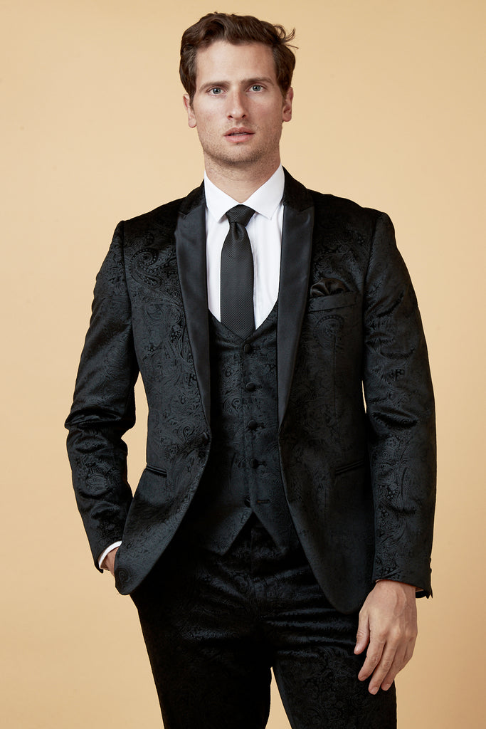 SIMON Velvet Tux Lapel Jacquard Blazer