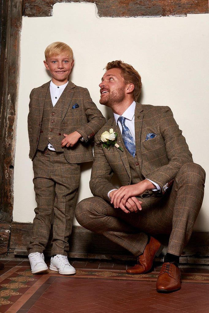 Matching Father & Son TED Tweed Check Three Piece Suit