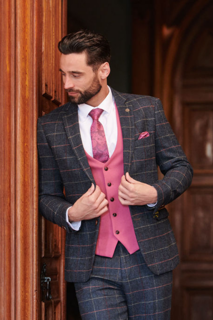 ETON - Navy Tweed Suit KELVIN Berry Waistcoat