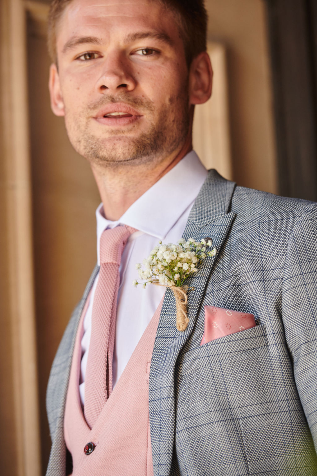 Grey tux sales pink tie