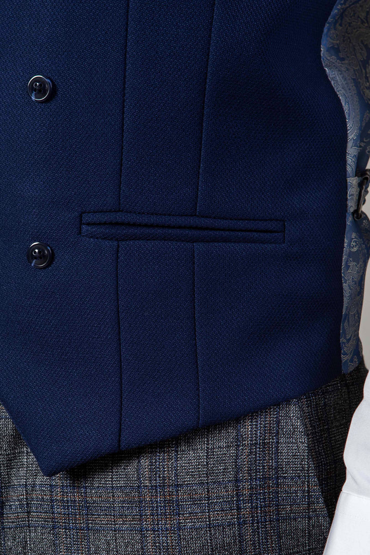 KELVIN - Royal Blue Double Breasted Waistcoat