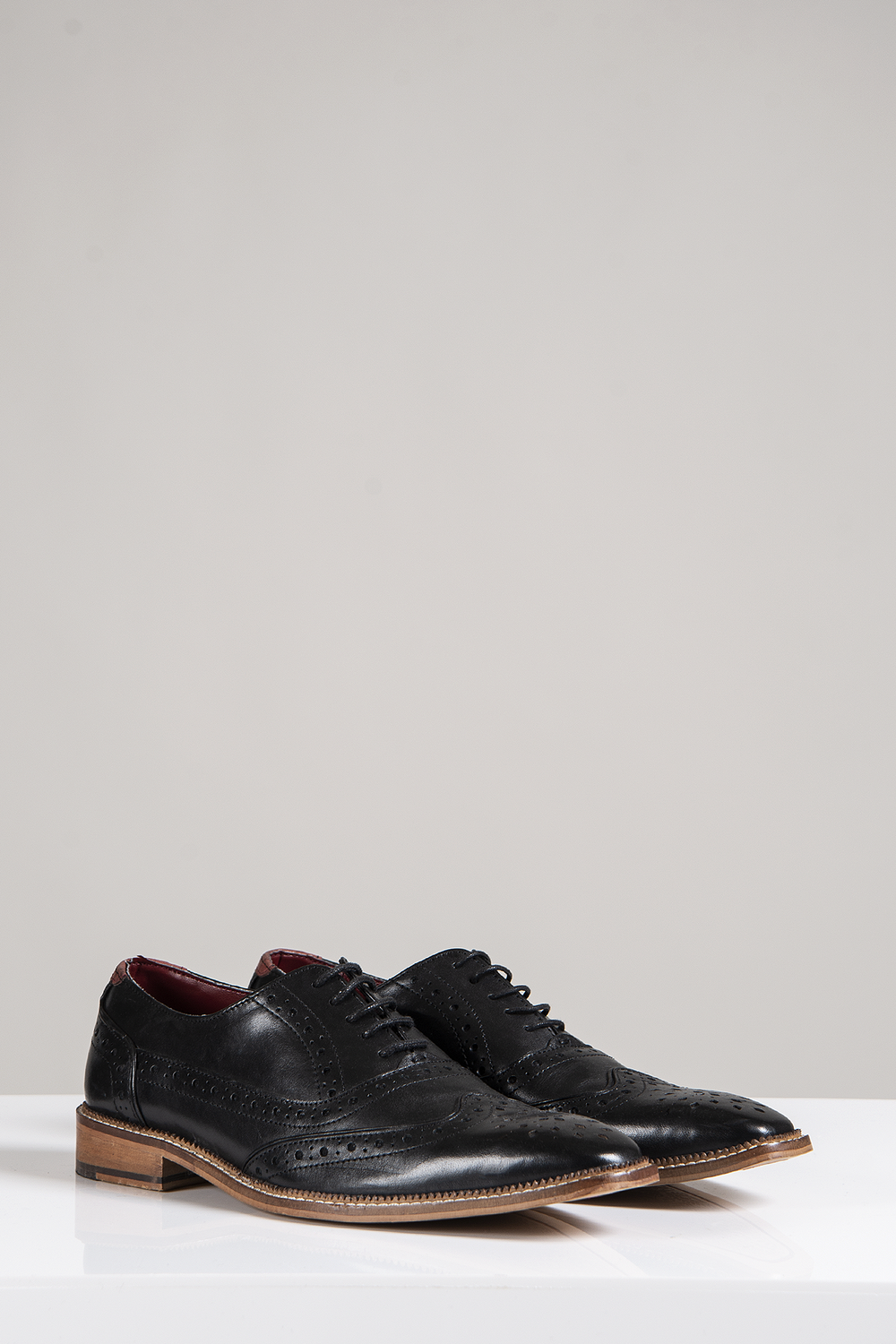 LARKIN - Black Leather Brogue Shoe