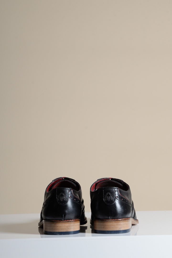 MARCO - Black Bordeaux Leather Wingtip Oxford Shoe
