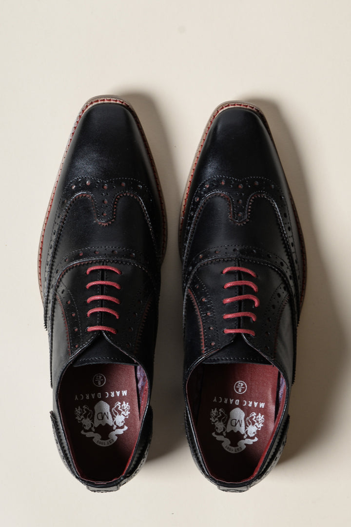 MARCO - Black Bordeaux Leather Wingtip Oxford Shoe