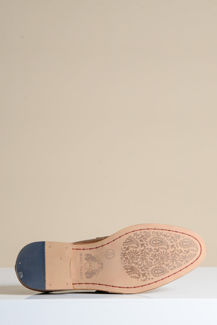 JASPER - Tan Leather Penny Loafer Shoe
