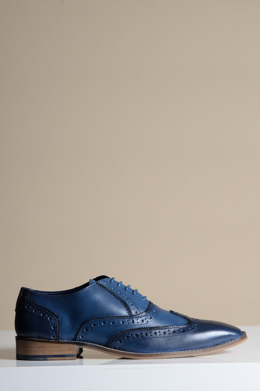 MARCO - Navy Blue Leather Wingtip Oxford Shoe