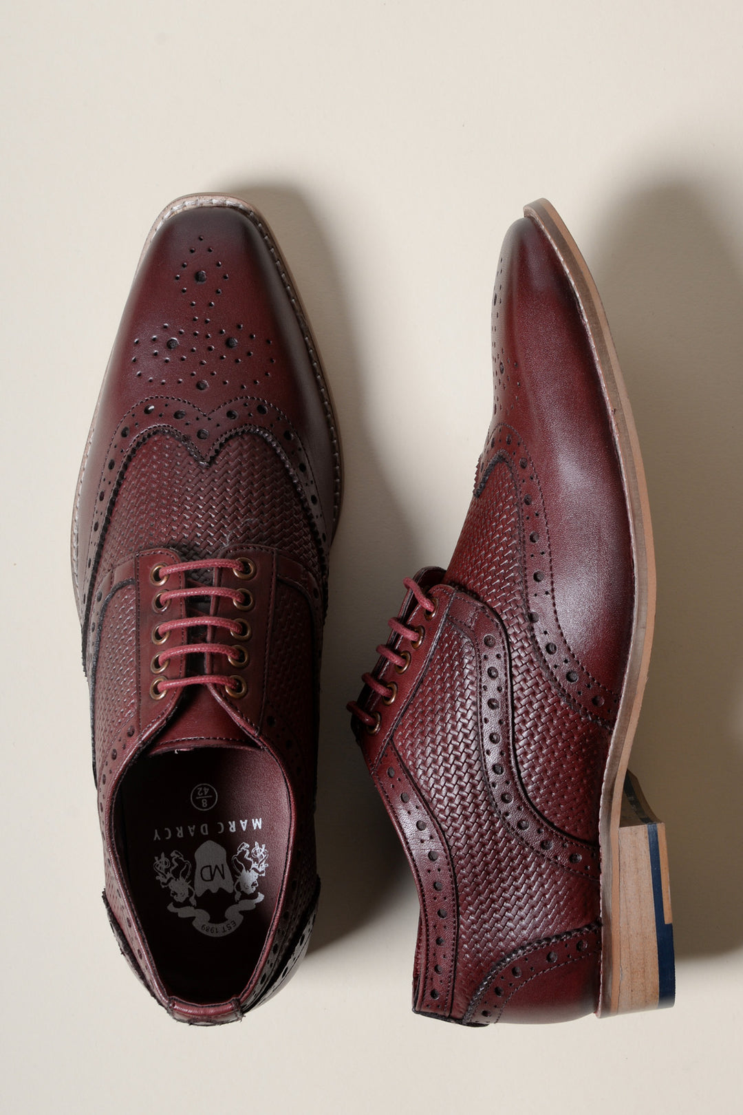 BRANDON - Bordeaux Burgundy Leather Wingtip Brogue Shoe