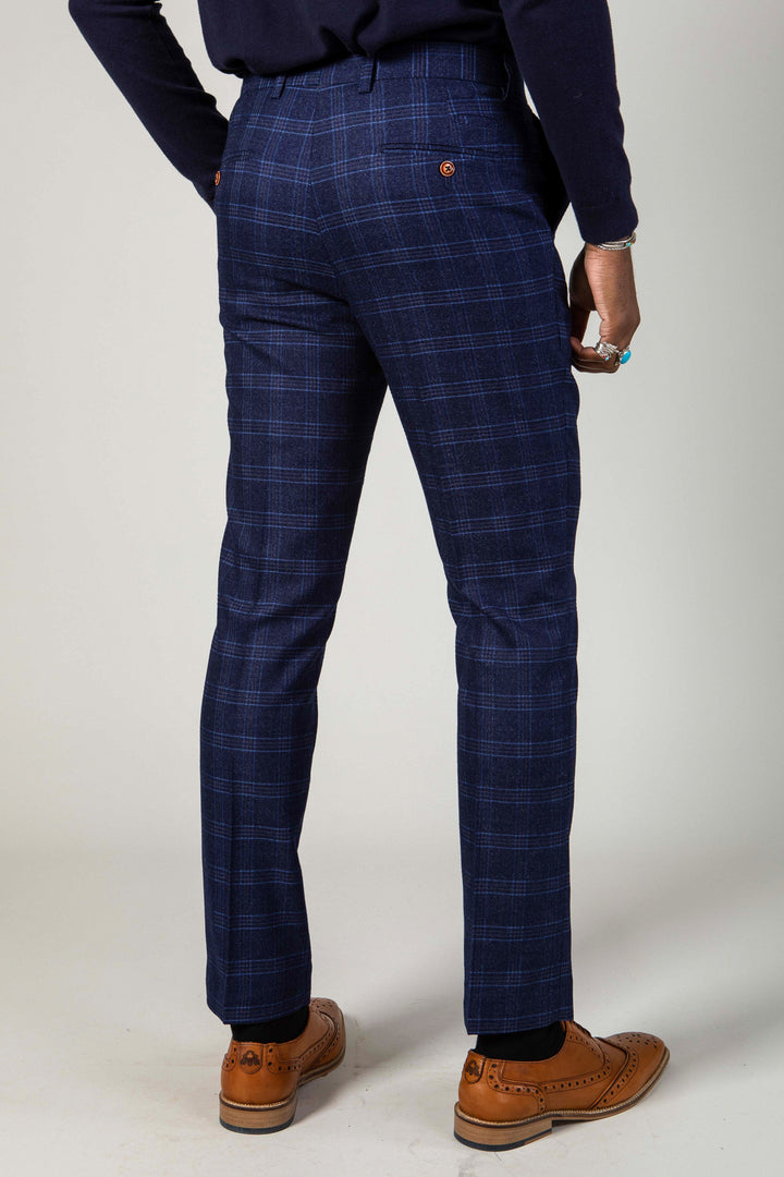 CHIGWELL - Blue Tweed Check Trousers