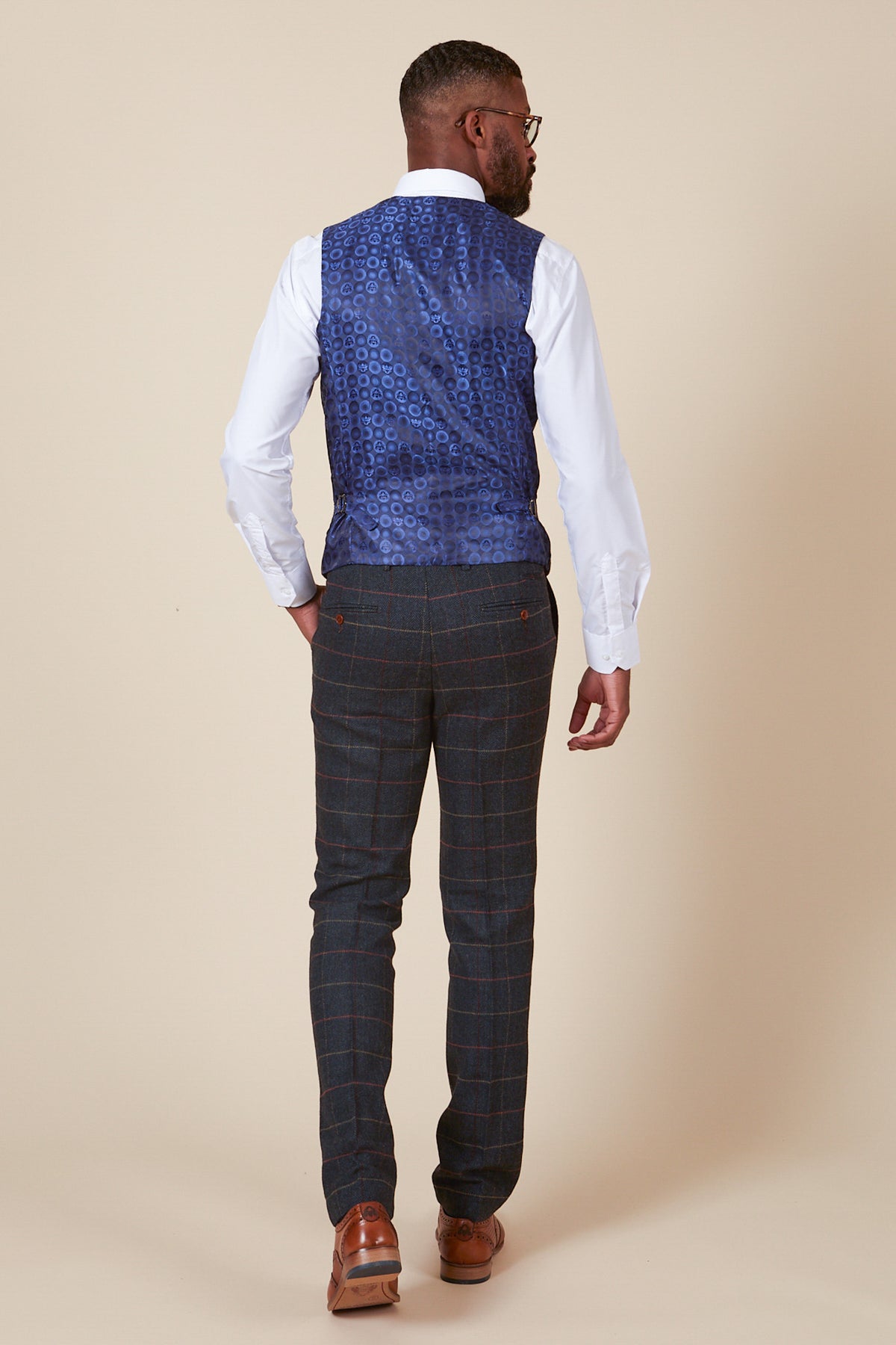 ETON - Navy Blue Tweed Check Three Piece Suit