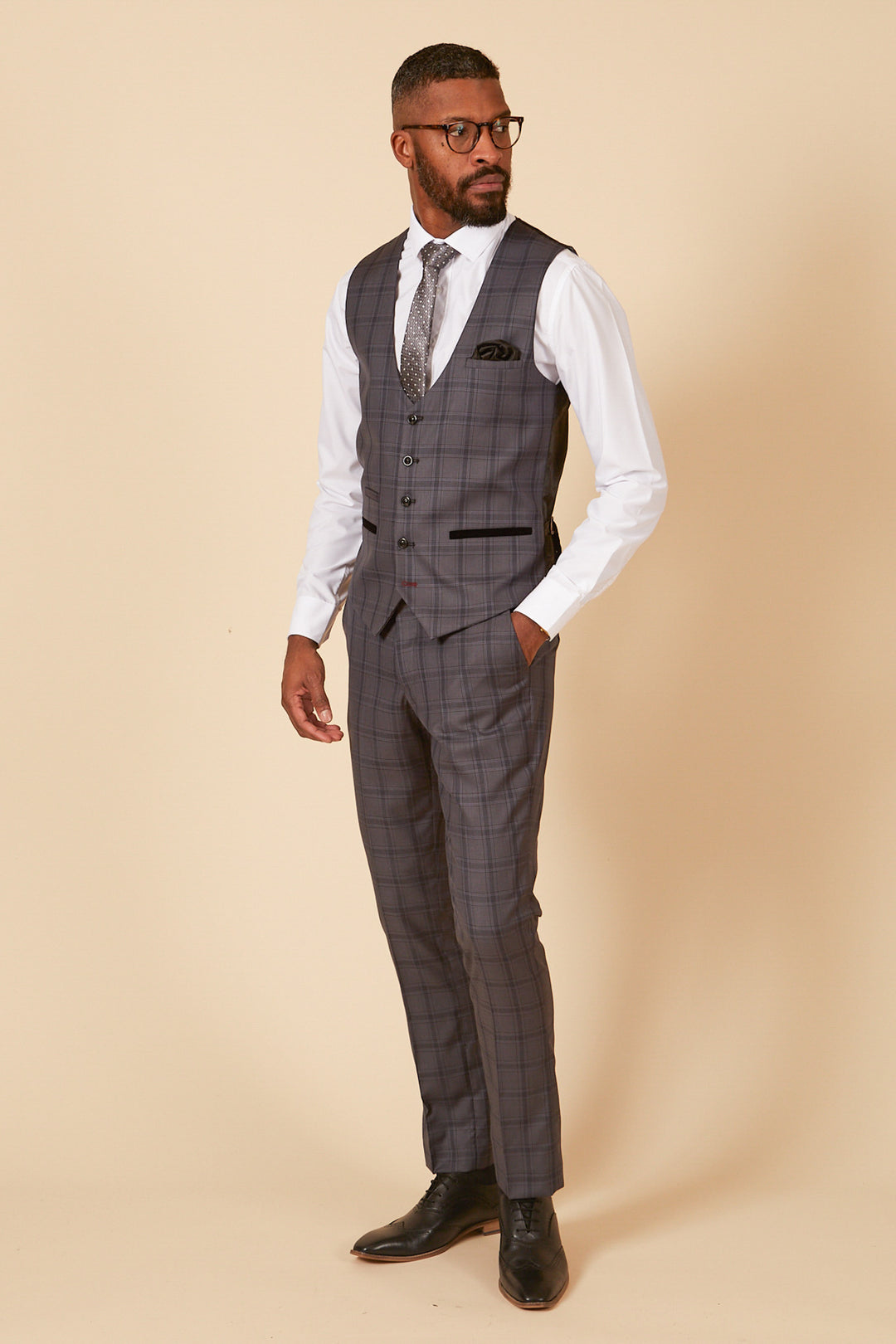 JOSE - Grey Check Three Piece Suit