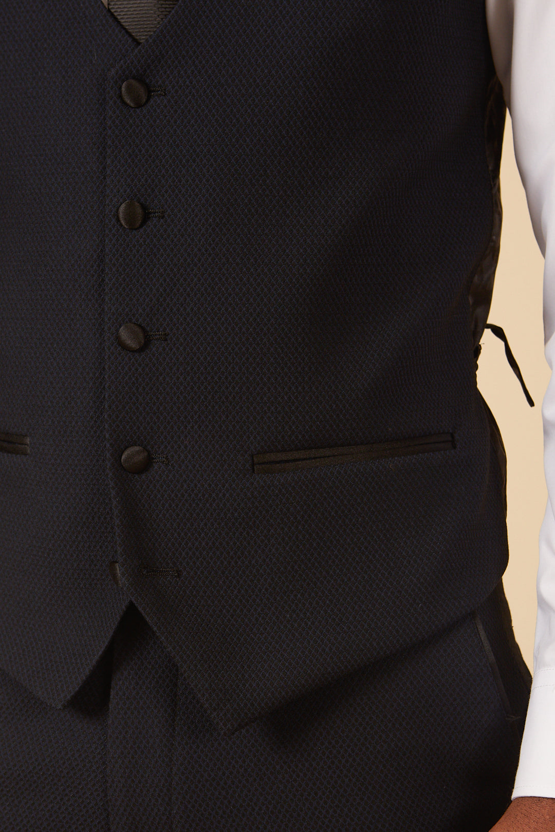 DALTON - Navy Tux Lapel Diamond Three Piece Suit