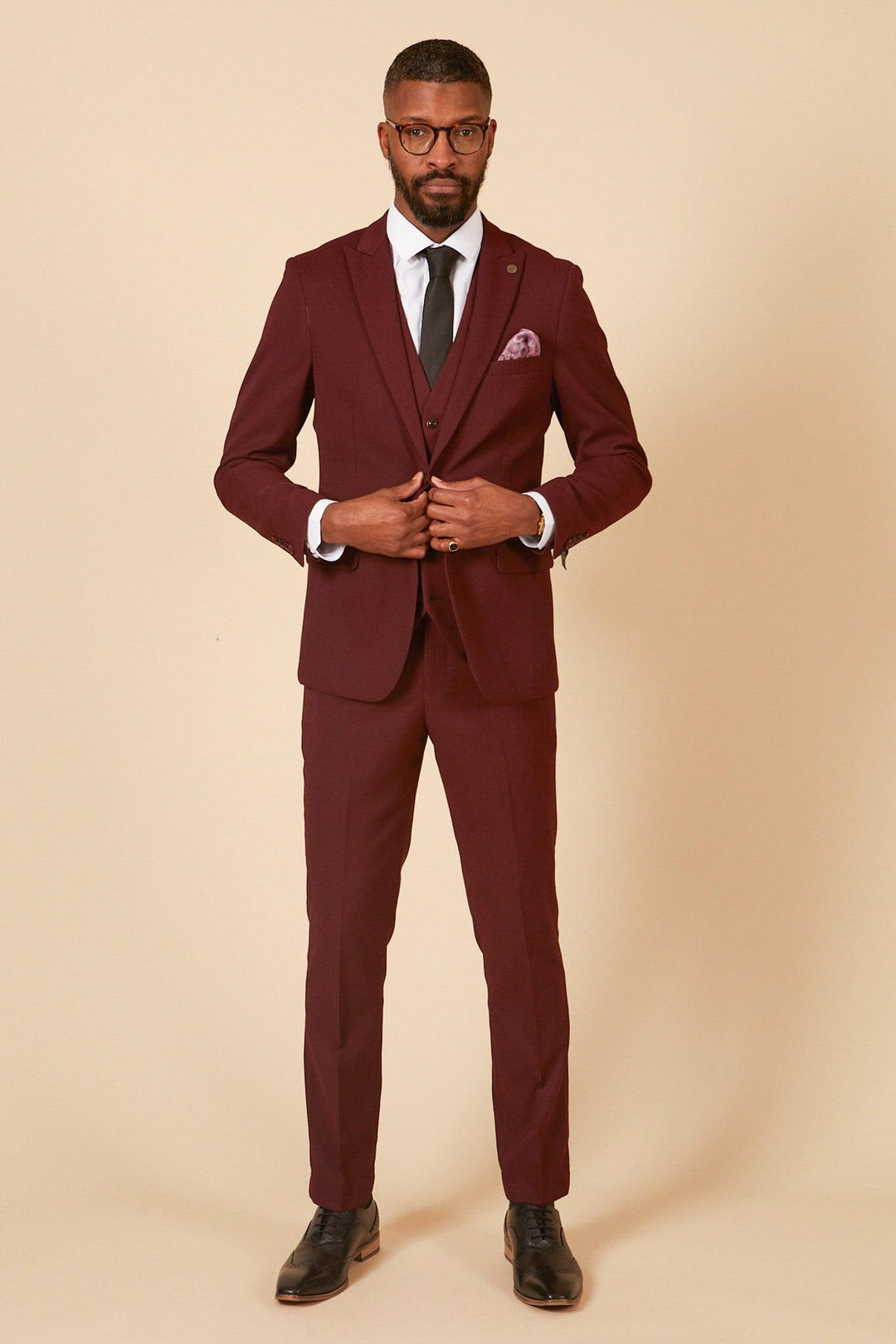Wine Colour Blazer For Groom Max Wine Three Piece Suit Free UK