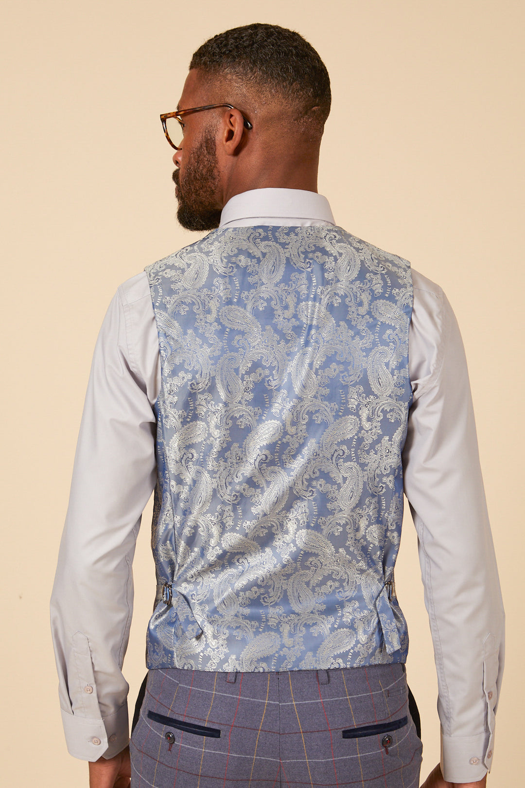 DRAKE - Sky Blue Check Waistcoat