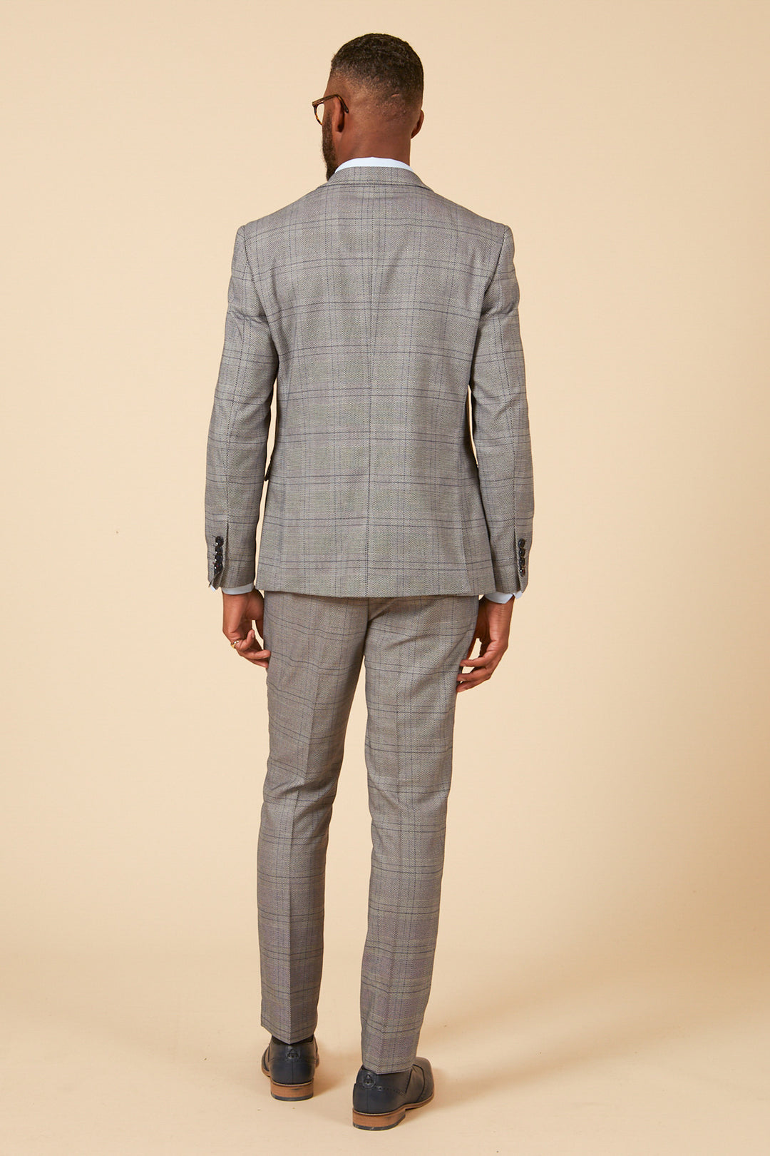 JERRY - Grey Check Suit With Single Breasted Waistcoat