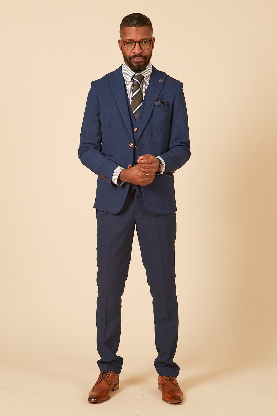 MAX - Royal Blue Three Piece Suit With Contrast Buttons