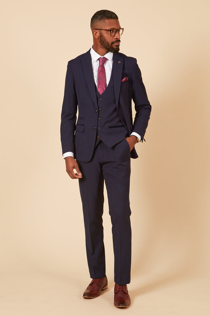 BROMLEY - Navy Check Three Piece Suit