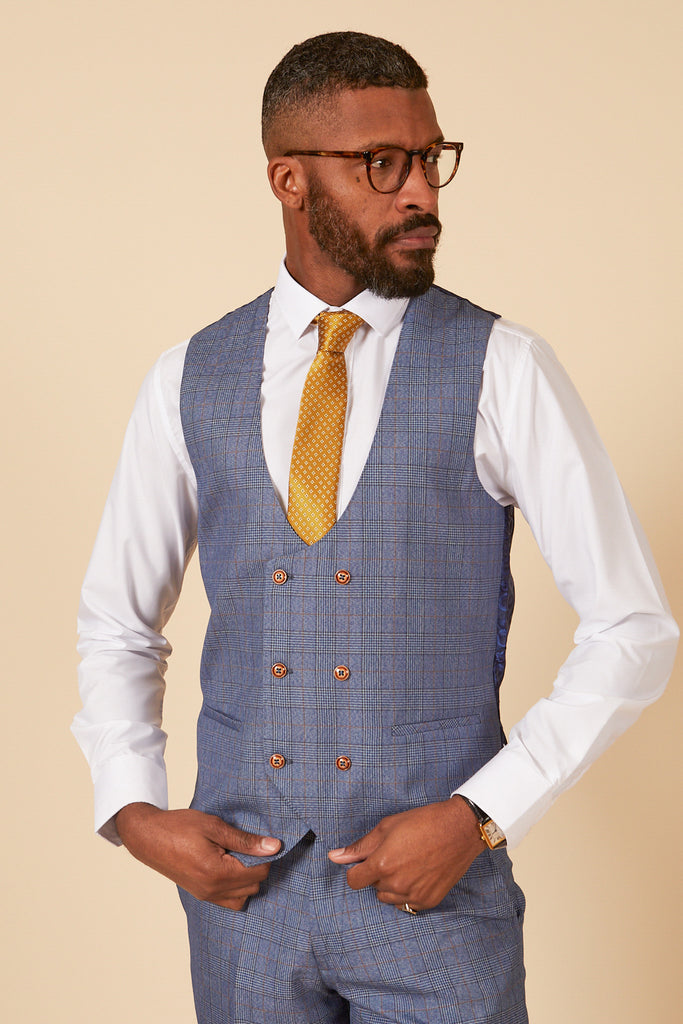 LEE GEORGE Light Blue Double Breasted Waistcoat