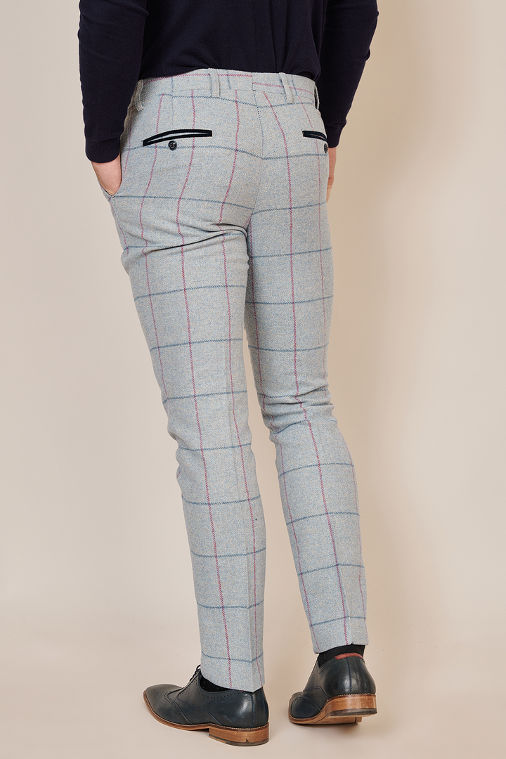 NICOLAS - Sky Check Tweed Trousers