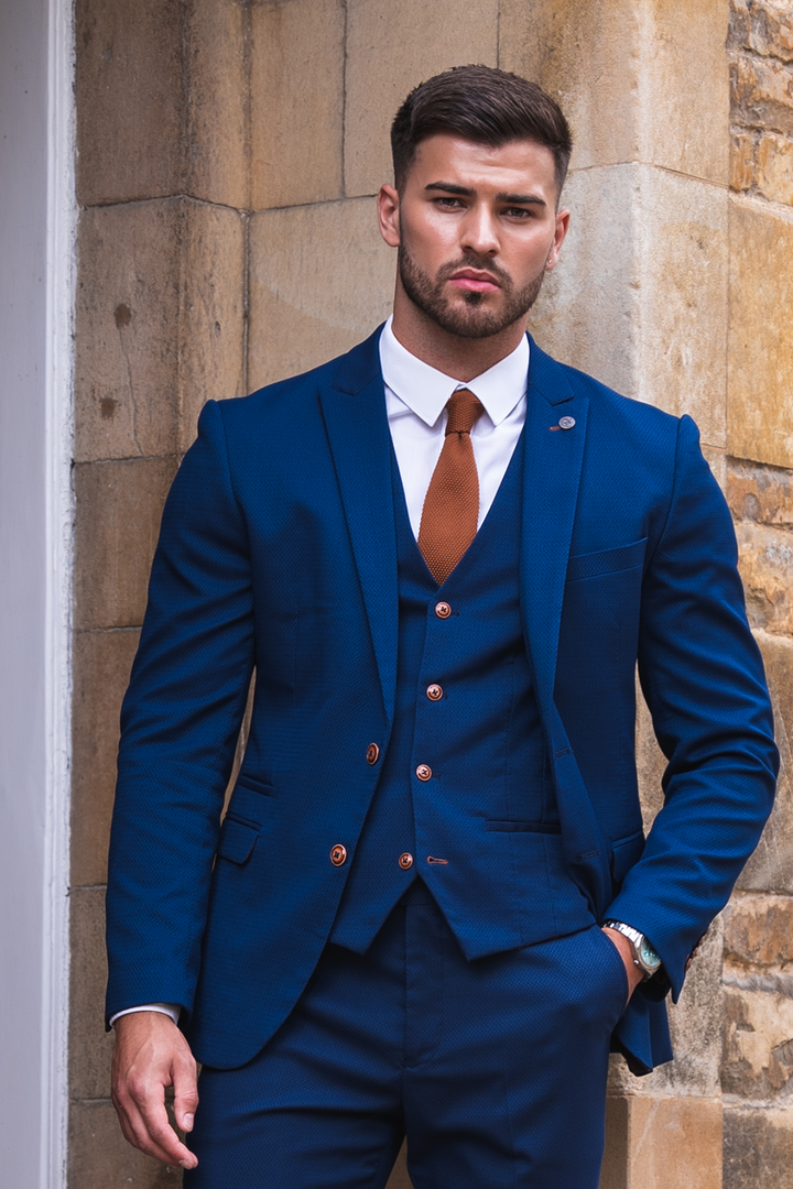 'I'm A Celebrity Get Me Out Of Here' 2022 Runner Up Owen Warner in Max Royal Blue Suit