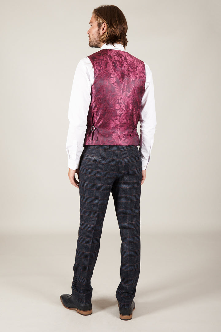 LUCA - Navy Check Tweed Waistcoat