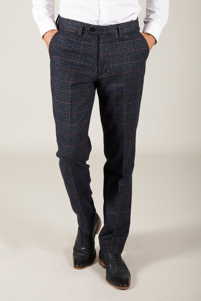 LUCA - Navy Check Tweed Trousers – Marc Darcy