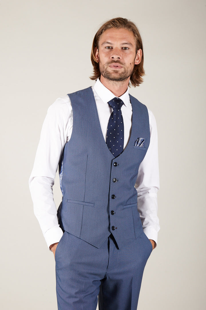 DANNY - Sky Single Breasted Waistcoat