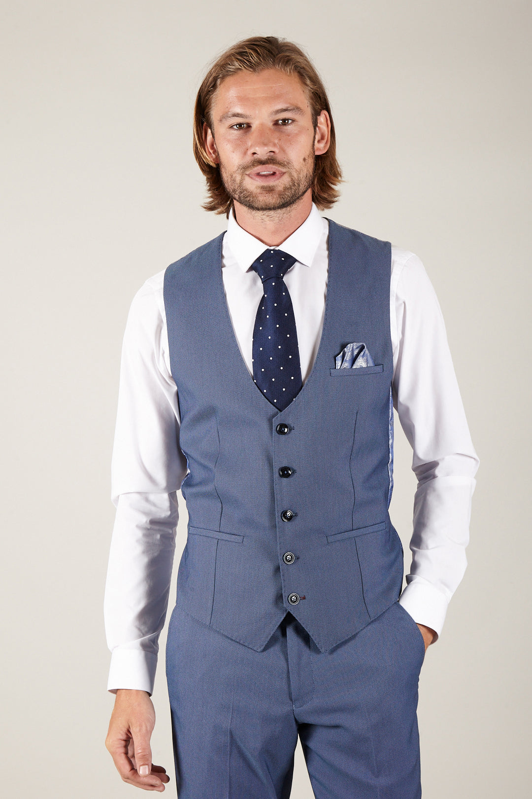 DANNY - Sky Single Breasted Waistcoat