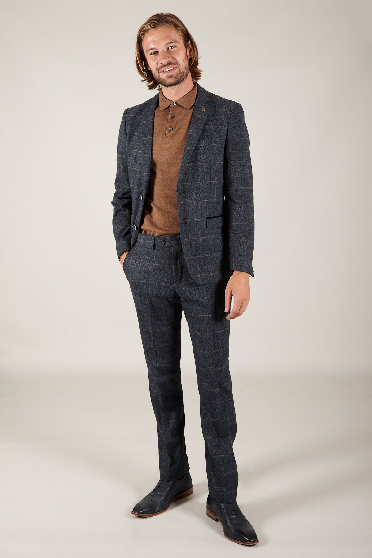 Scott Blue Check Two Piece Suit | Marc Darcy