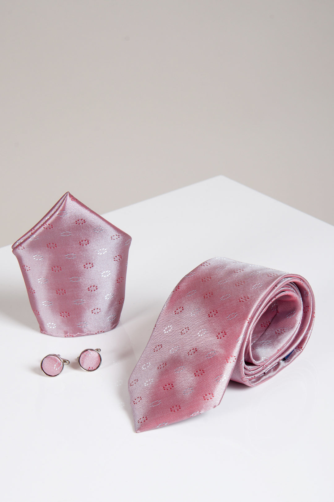 TS CIRCLE - Pink Circle Tie and Pocket Square Set