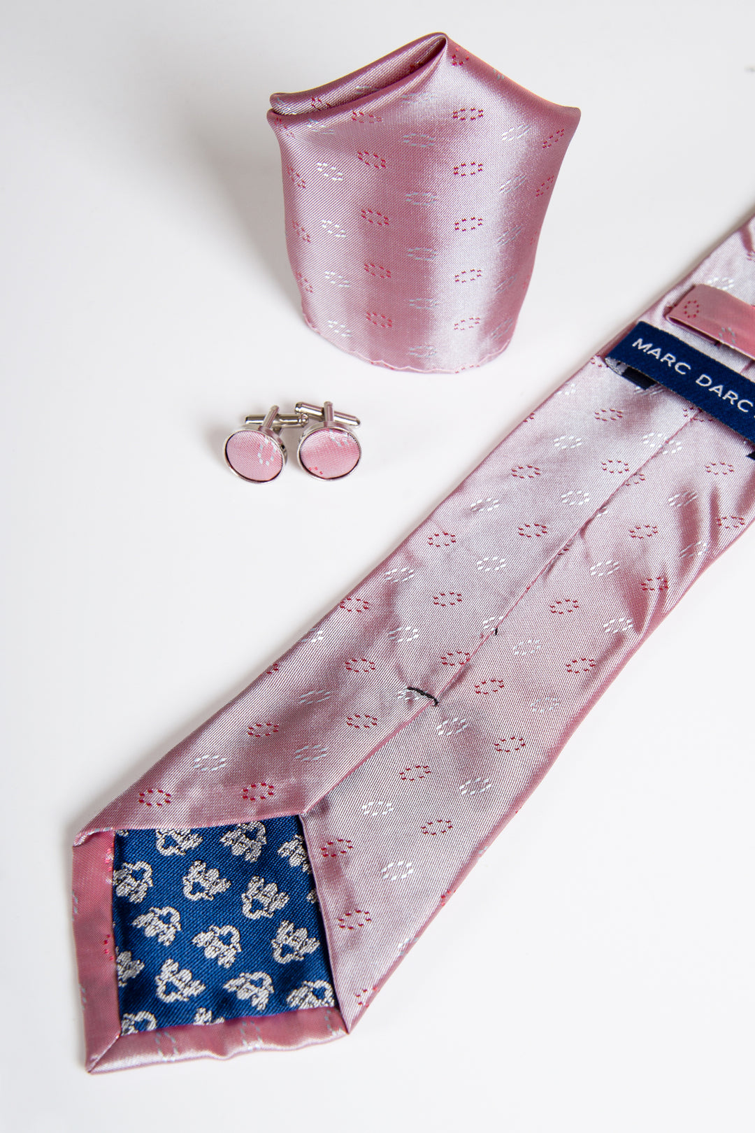 TS CIRCLE - Pink Circle Tie and Pocket Square Set