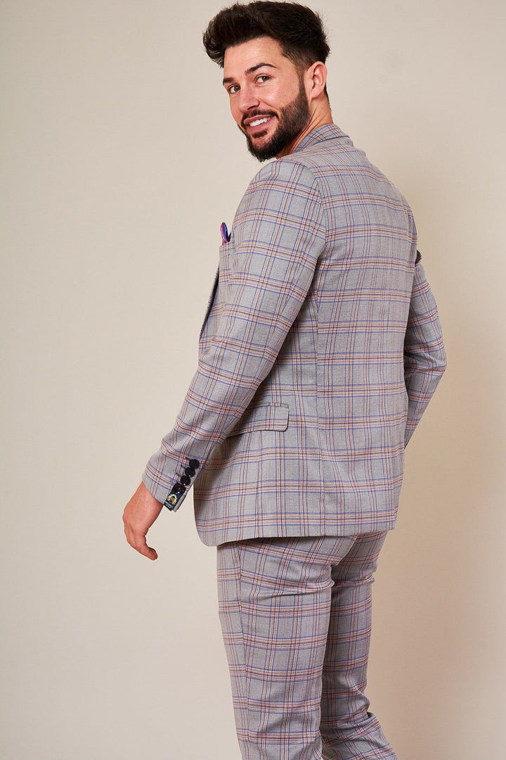 ALVIN - Grey Pink Check Blazer