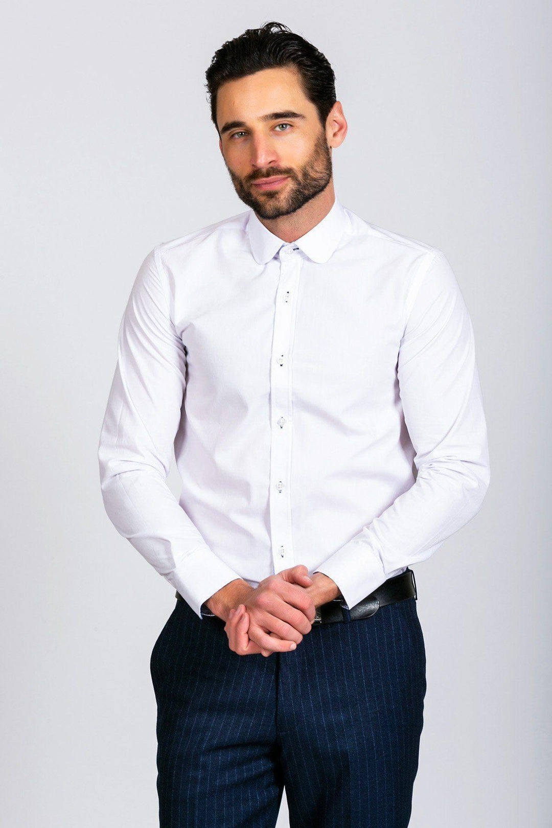 ARTHUR - Plain White Penny Collar Shirt