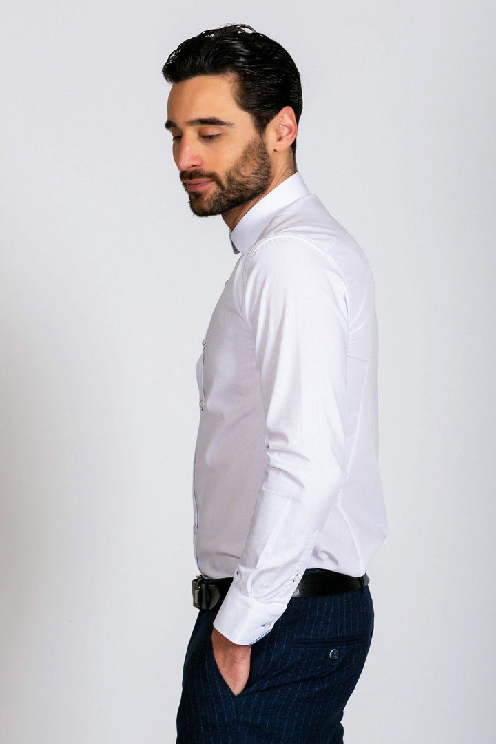 ARTHUR - Plain White Penny Collar Shirt