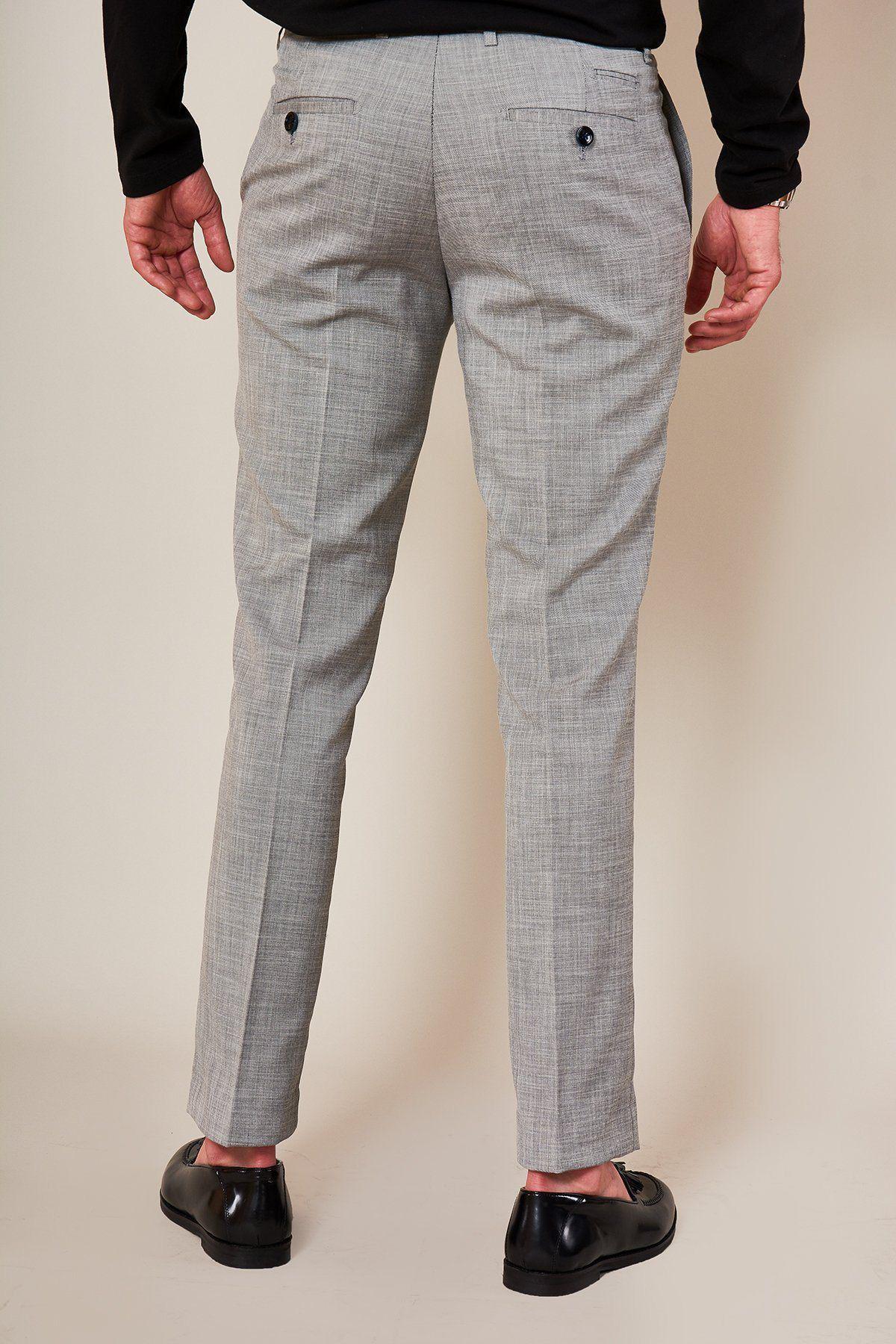 Men's Silver Gray Pants Concitor Mens Grey Trousers