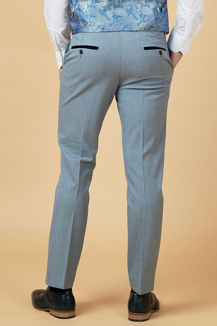 BROMLEY - Sky Blue Check Trousers