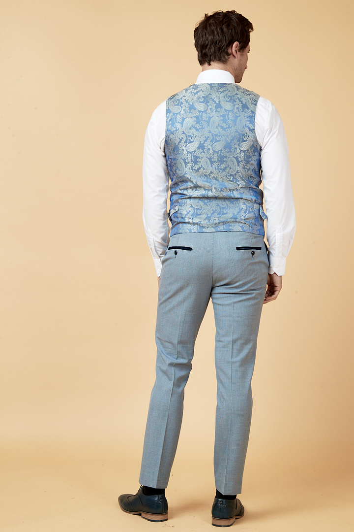 BROMLEY - Sky Check Suit with Kelvin Sky Waistcoat