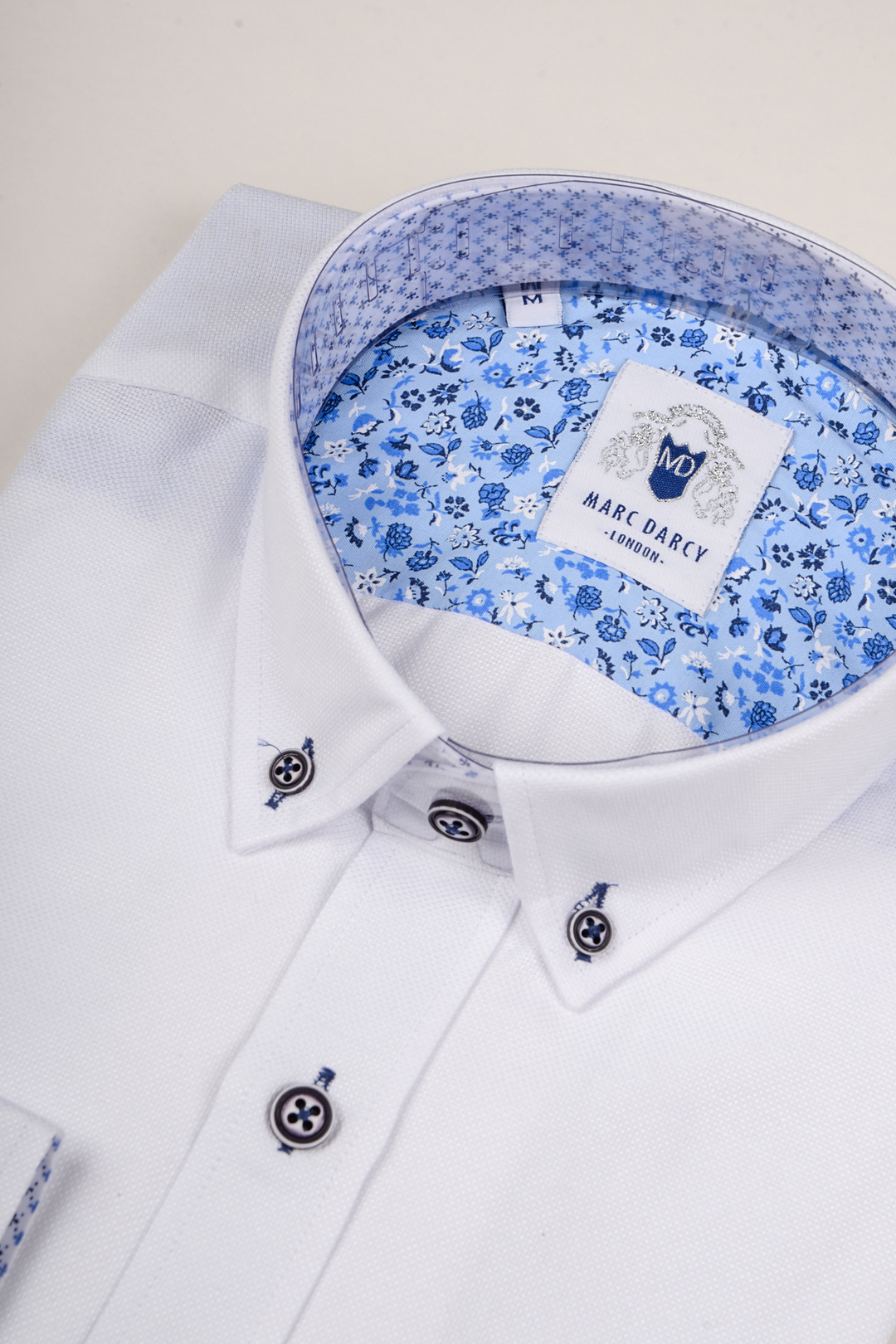 CHARLIE - White Oxford Shirt With Blue Buttons