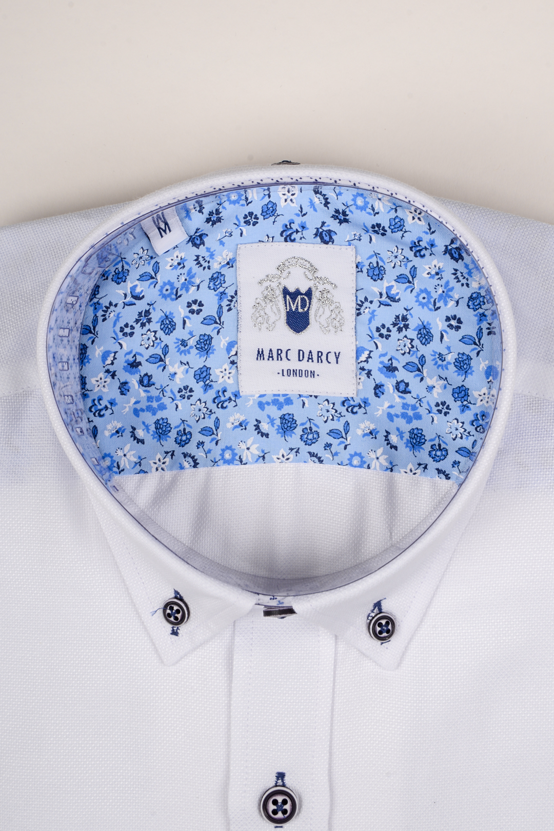 CHARLIE - White Oxford Shirt With Blue Buttons