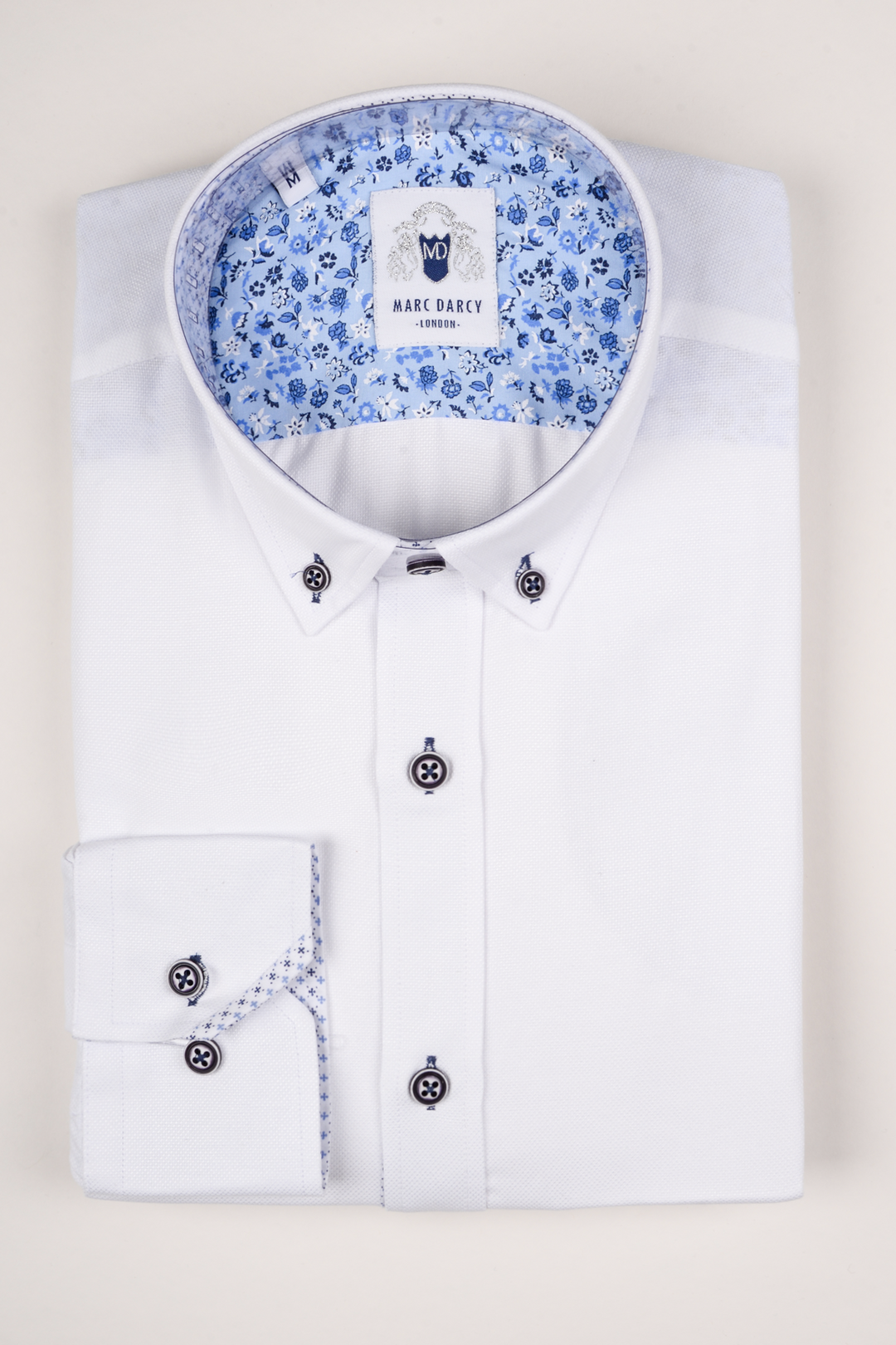 White Oxford Shirt With Blue Buttons Marc Darcy White Oxford Shirt With Blue Buttons Marc Darcy