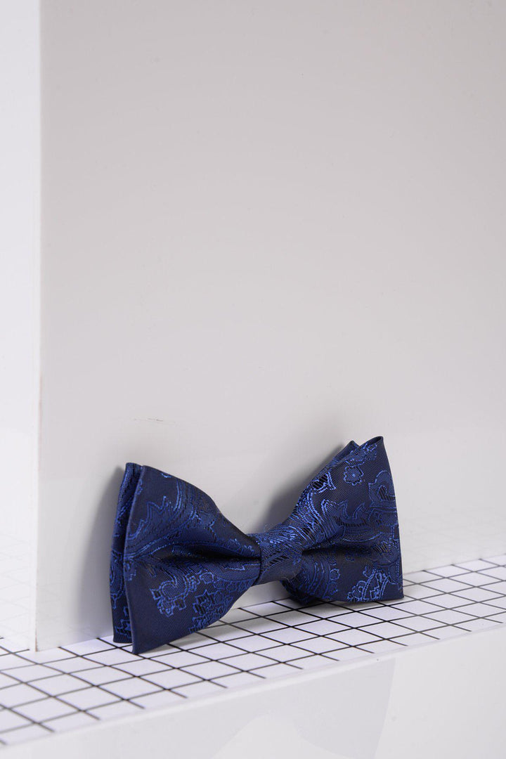 Children's Navy Paisley Print Bow Tie