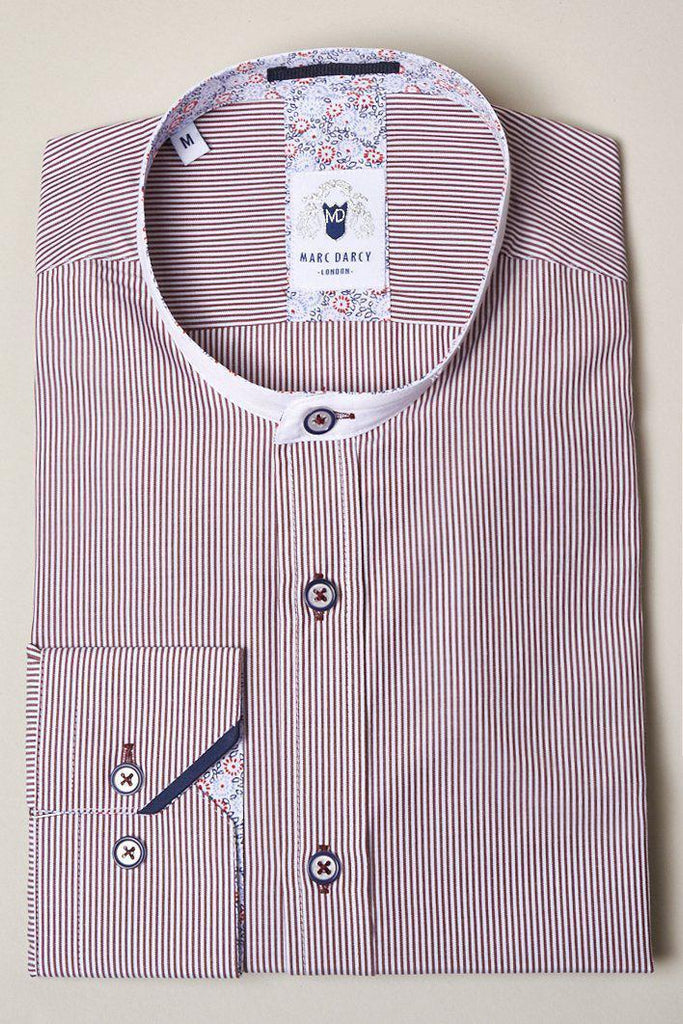COOPER - Grandad Collar Wine Stripe Shirt – Marc Darcy