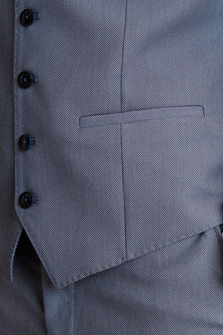 DANNY - Blue Grey Single Breasted Waistcoat