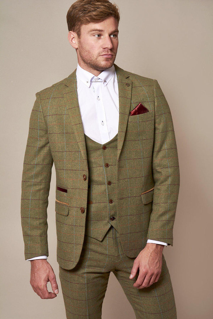 ELLIS - Moss Green Check Tweed Blazer