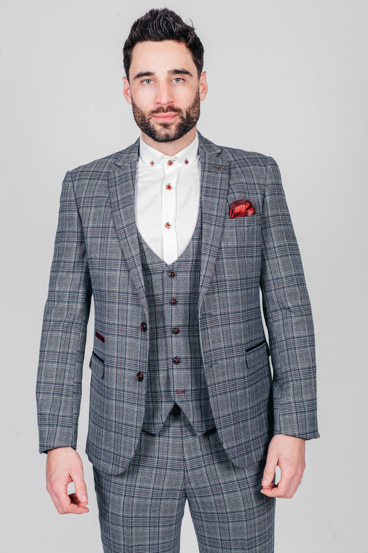 ENZO - Blue Grey Tweed Check Blazer